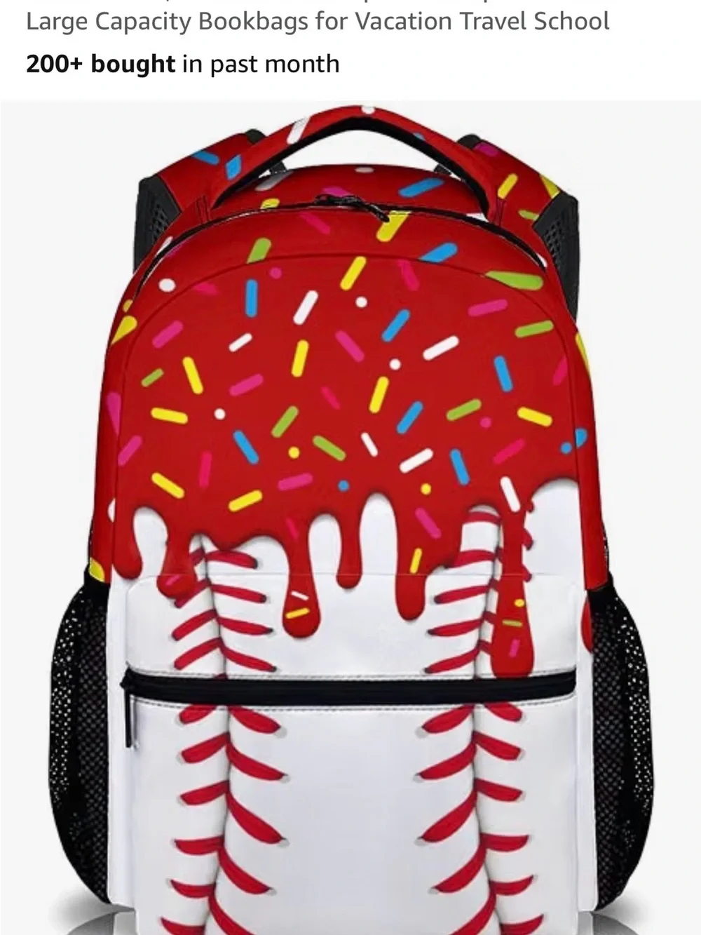 Kids Red & White Baseball Sprinkles Backpack